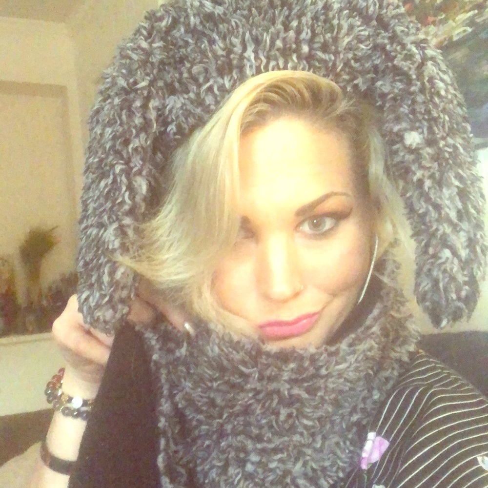 Bunny hat with scarf attached